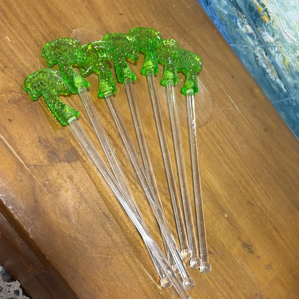Green Palm Tree Drink Stirrers